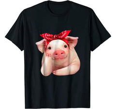 Red Bandanna Pig Funny I Love Piggy T Shirt