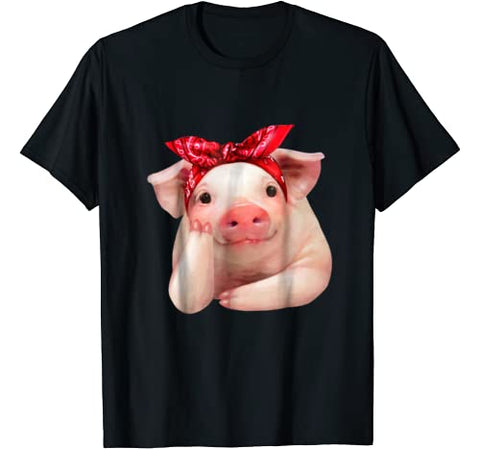 Red Bandanna Pig Funny I Love Piggy T Shirt